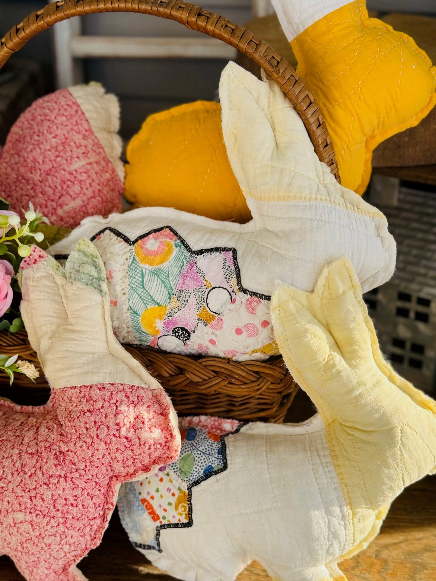 SALE!!! Vintage Fabric Easter Bunny🐇🐰made from upcycled quilts
