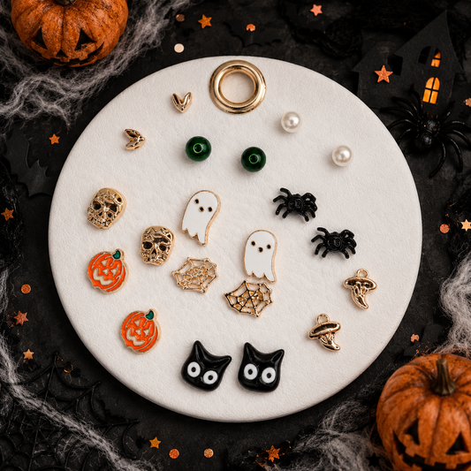 Cute Halloween Spooky Cat, Ghost Earring Set, Set of 10