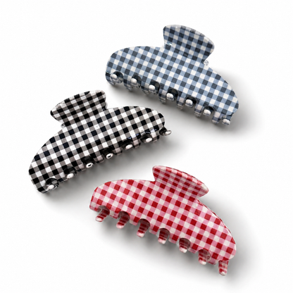 Gingham Check Acetate Hair Claw Clip – Medium Hold