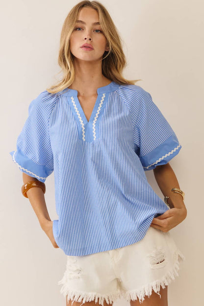 The LeAnna Striped Woven Blouse (S-L)