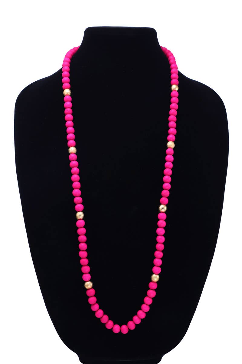 White Wood Beaded Necklace