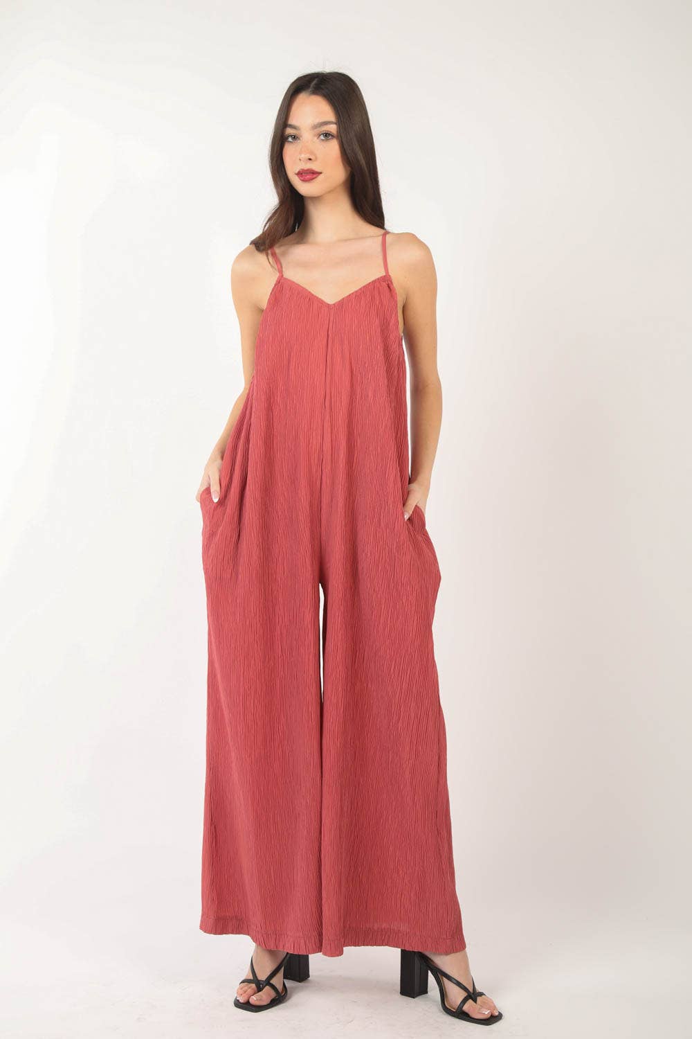 The Janie Pleated Wide Leg Jumpsuit w/ Pockets (S-L)(3 Colors)