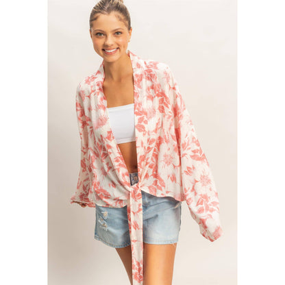 Floral Tie-Front Kimono (S-L)