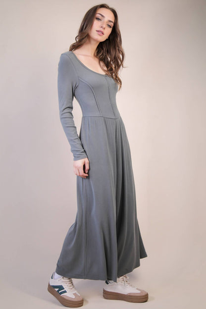 The Diana Wide Leg Solid Knit Casual Jumpsuit (S-L)