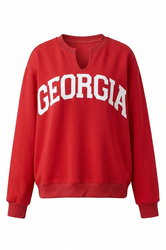 'Georgia' Split-Neck Terry Sweatshirt