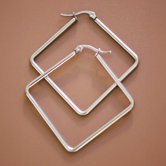 Tarnish-Resistant Waterproof Stainless Steel Hoop Earrings - 7152