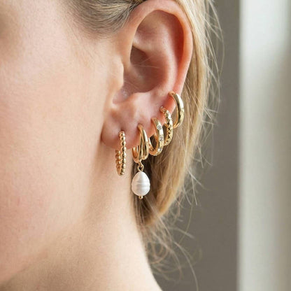 Mixed Metallic Hoop Earrings Set(Gold and Silver)