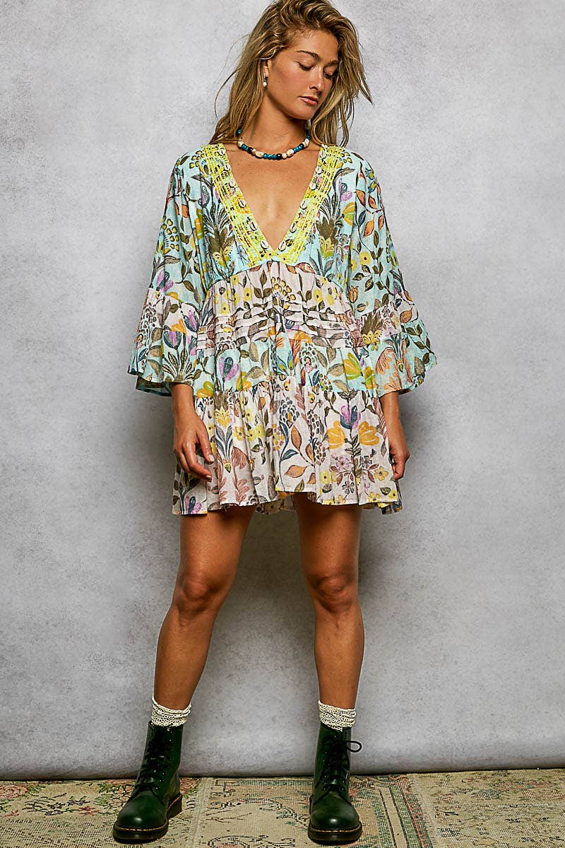 V-neck Woven Dress🐚 (S-L)(RUNS BIG)