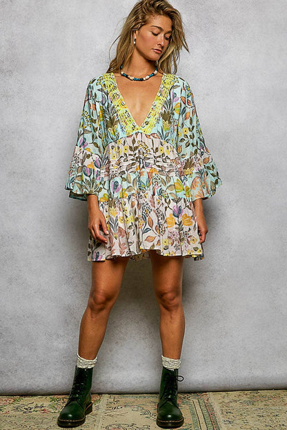 V-neck Woven Dress🐚 (S-L)(RUNS BIG)