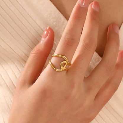 18K STAINLESS STEEL TARNISH FREE ABSTRACT RING