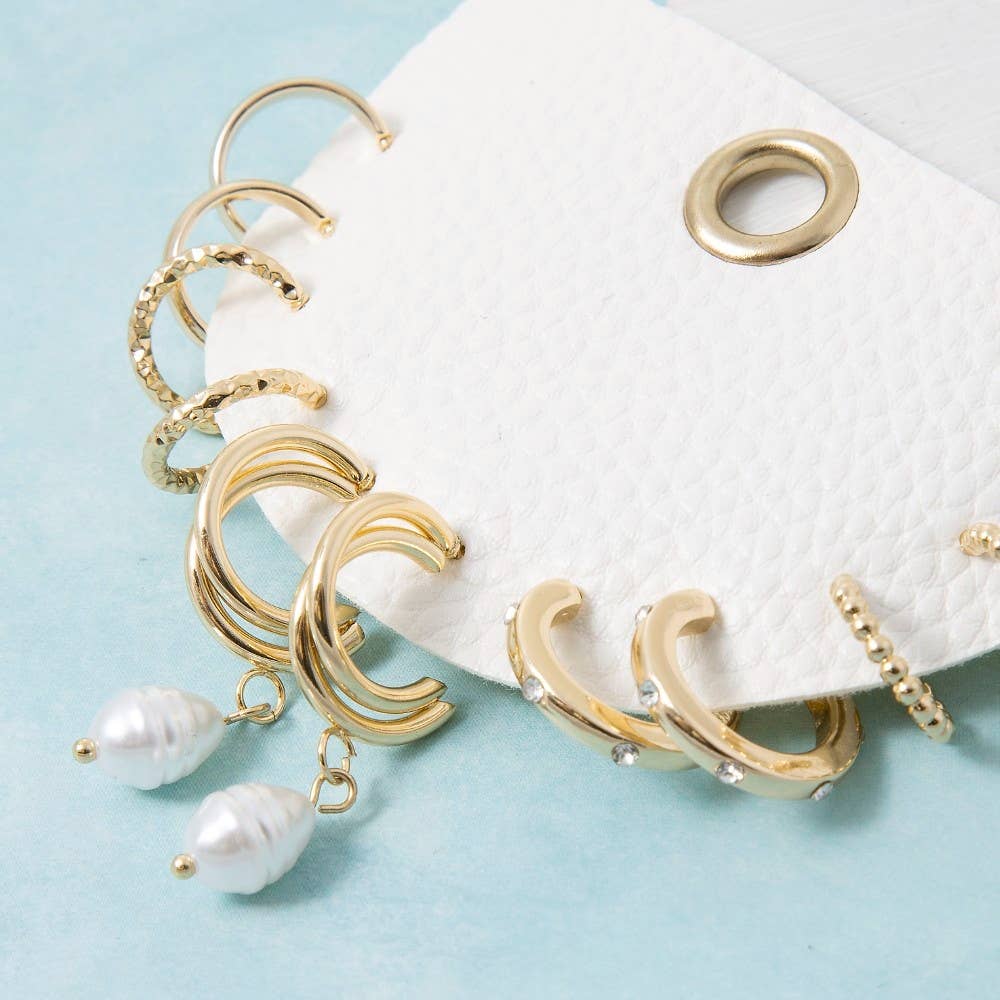 Mixed Metallic Hoop Earrings Set(Gold and Silver)