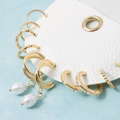 Mixed Metallic Hoop Earrings Set(Gold and Silver)