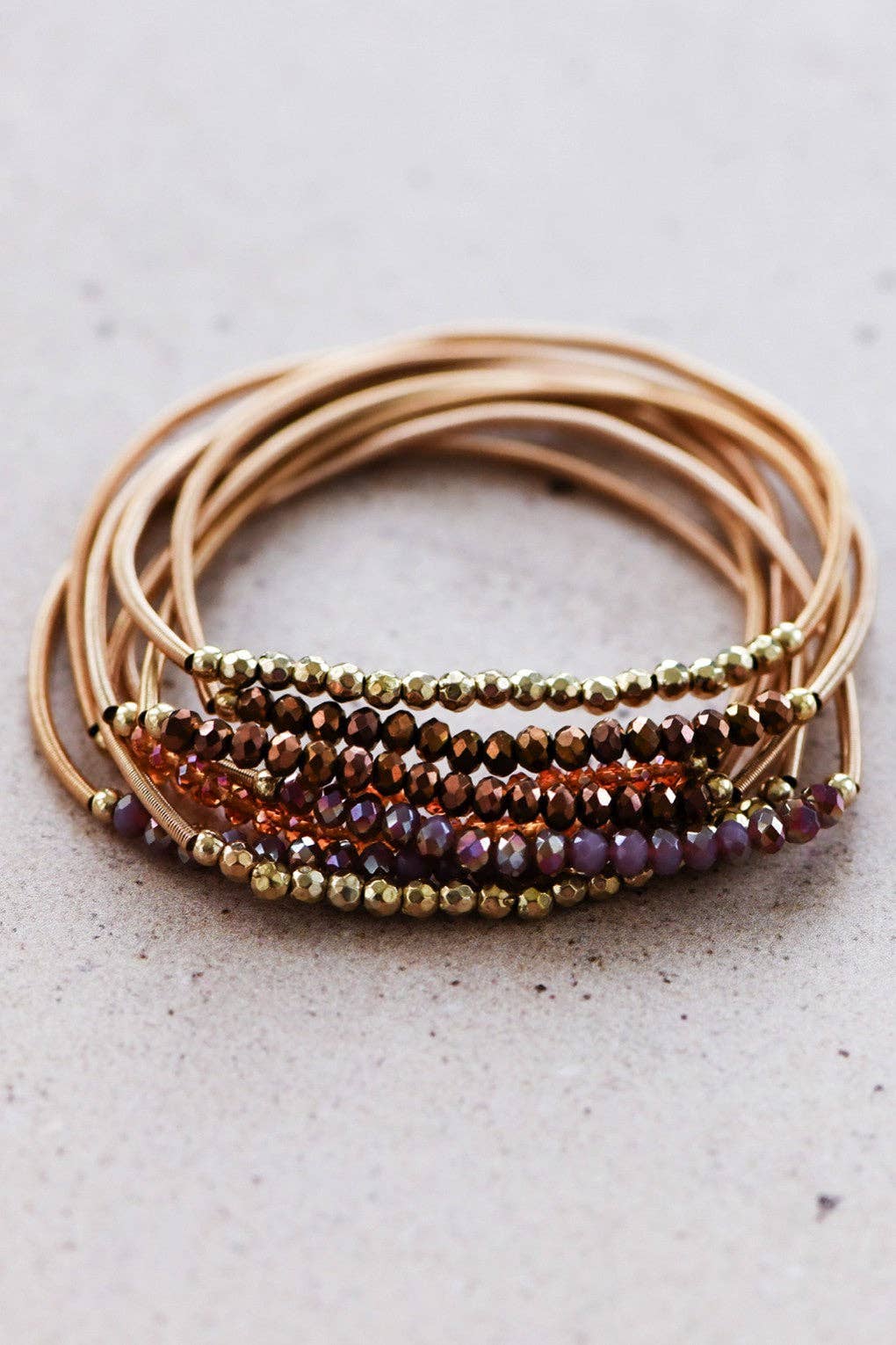 Boho Layered Spring Coil Guitar String Bracelet Set - 6964