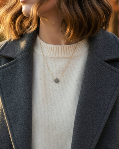 Faith Over Fear Labradorite Cross Necklace on Gold Chain