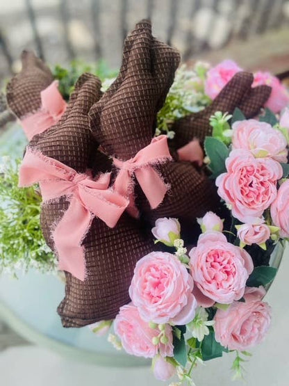 SALE!!!! Handmade Vintage Linen “Chocolate” Bunnies🐰 – Easter Rabbit
