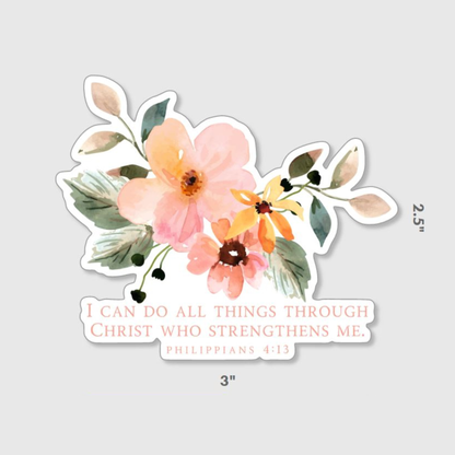 Scripted Pearl - I Can Do All Things Christian Vinyl Sticker, Waterproof