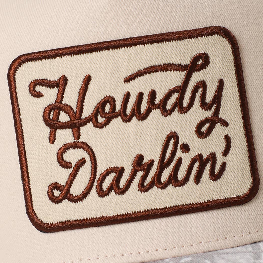 Howdy Darlin' Embroidered Patch Nature Camo Brim Trucker Hat