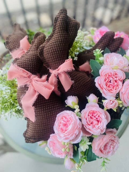 SALE!!!! Handmade Vintage Linen “Chocolate” Bunnies🐰 – Easter Rabbit