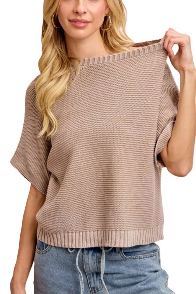 Short Sleeves Washed Knit Top