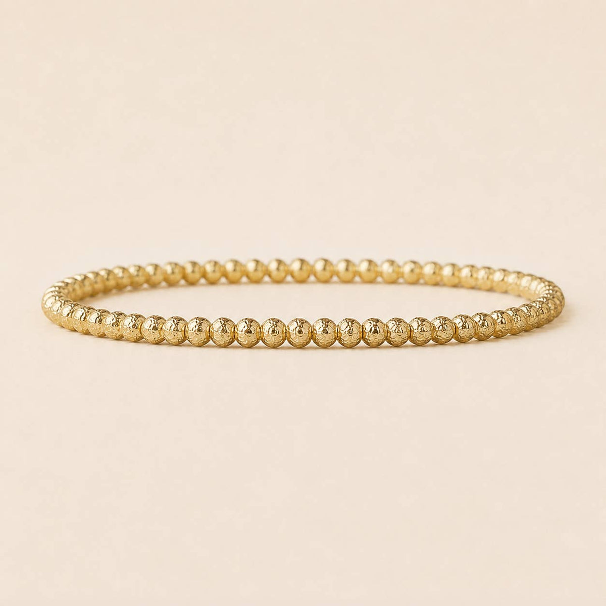 Tarnish Resistant Gold Plated 4mm Textured Beaded Stretch Br