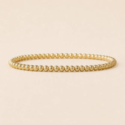 Tarnish Resistant Gold Plated 4mm Textured Beaded Stretch Br