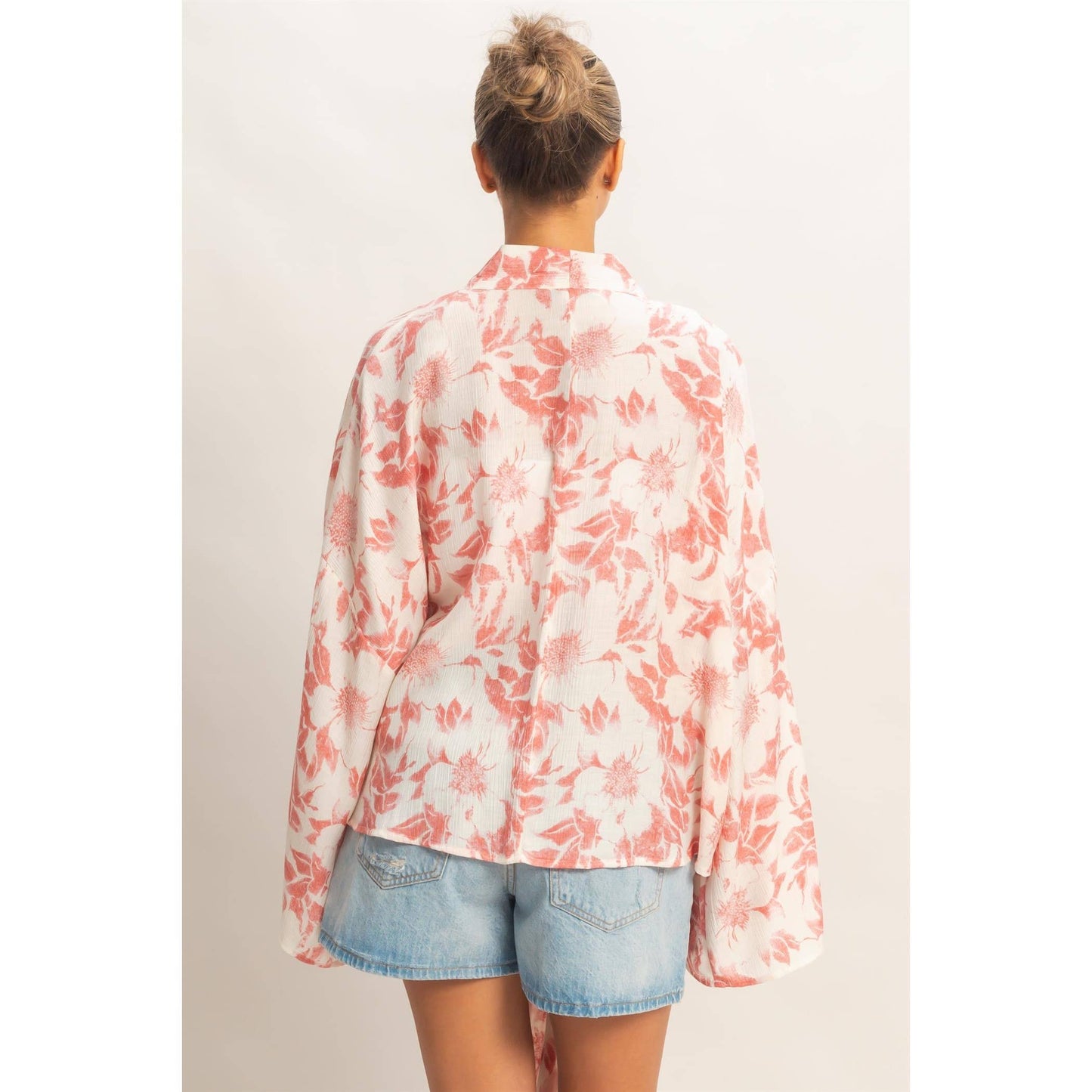 Floral Tie-Front Kimono (S-L)