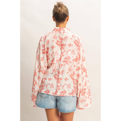 Floral Tie-Front Kimono (S-L)