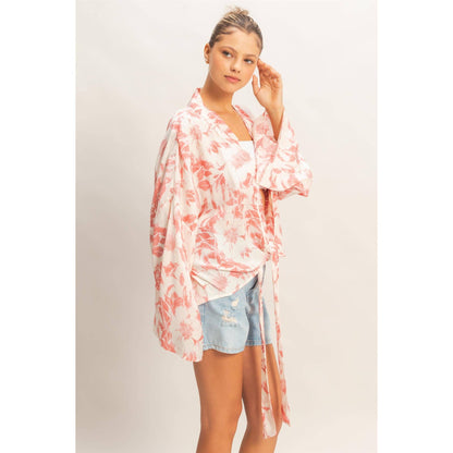 Floral Tie-Front Kimono (S-L)