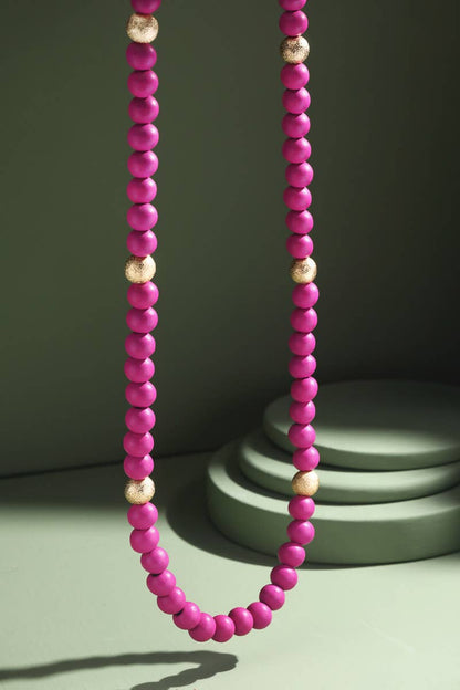 White Wood Beaded Necklace
