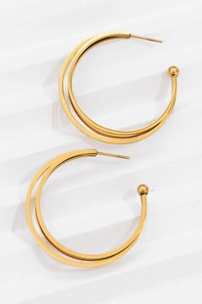 18K Gold Plated Waterproof Stainless Steel Hoop Earrings