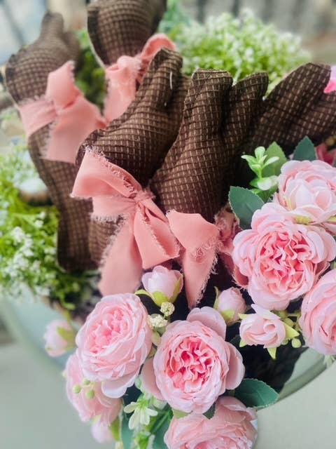 SALE!!!! Handmade Vintage Linen “Chocolate” Bunnies🐰 – Easter Rabbit