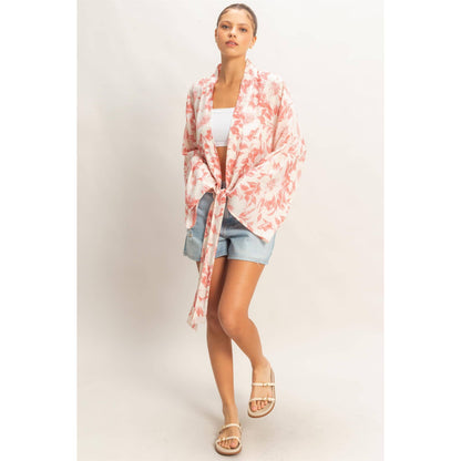 Floral Tie-Front Kimono (S-L)