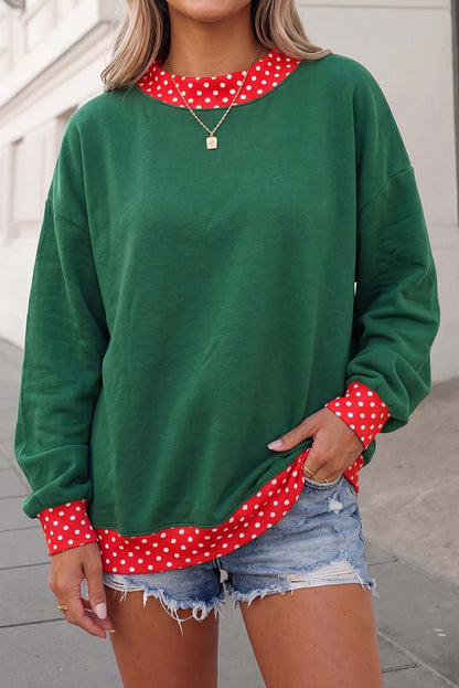 Georgia Polka Dot Trim Mockneck Sweatshirt | S-XL