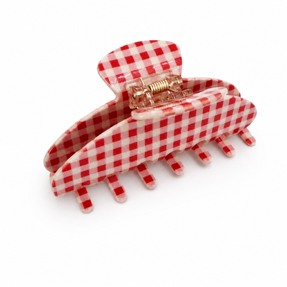 Gingham Check Acetate Hair Claw Clip – Medium Hold