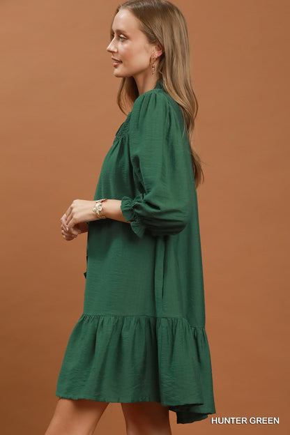 Smocked Ruffle Detail Tiered Mini Dress